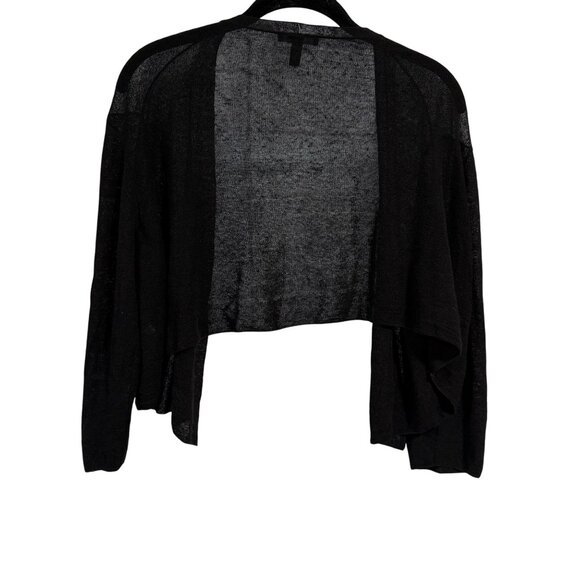 Eileen Fisher Lightweight Black Bolero Style Cropped Cardigan Size L - Picture 4 of 6